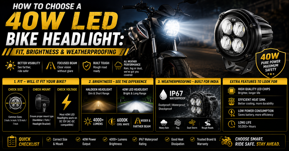 How to Choose a 40W LED Bike Headlight: Fit, Brightness &amp; Weatherproofing