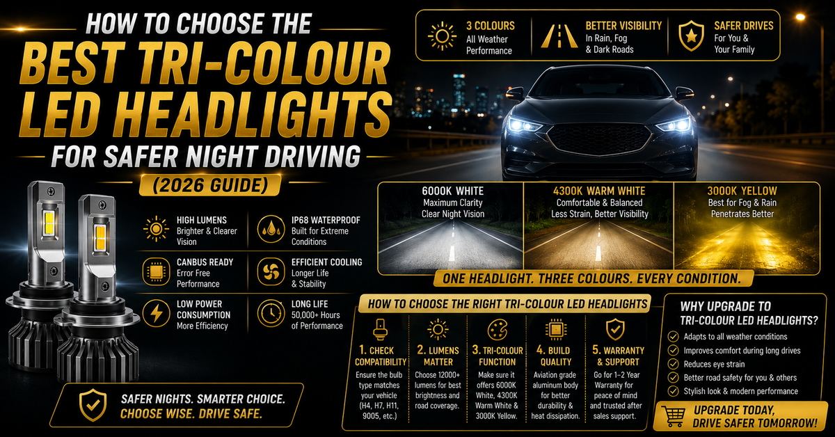 Best Tri-Colour LED Headlights for Safer Night Driving (2026)