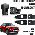 Audio Wheels LED Projector Fog Lamp for Maruti Suzuki Grand Vitara 2024, 2 Inch 120W 15000LM 6000K White Fog Light with Bracket, HD Glass Lens, 9-16V