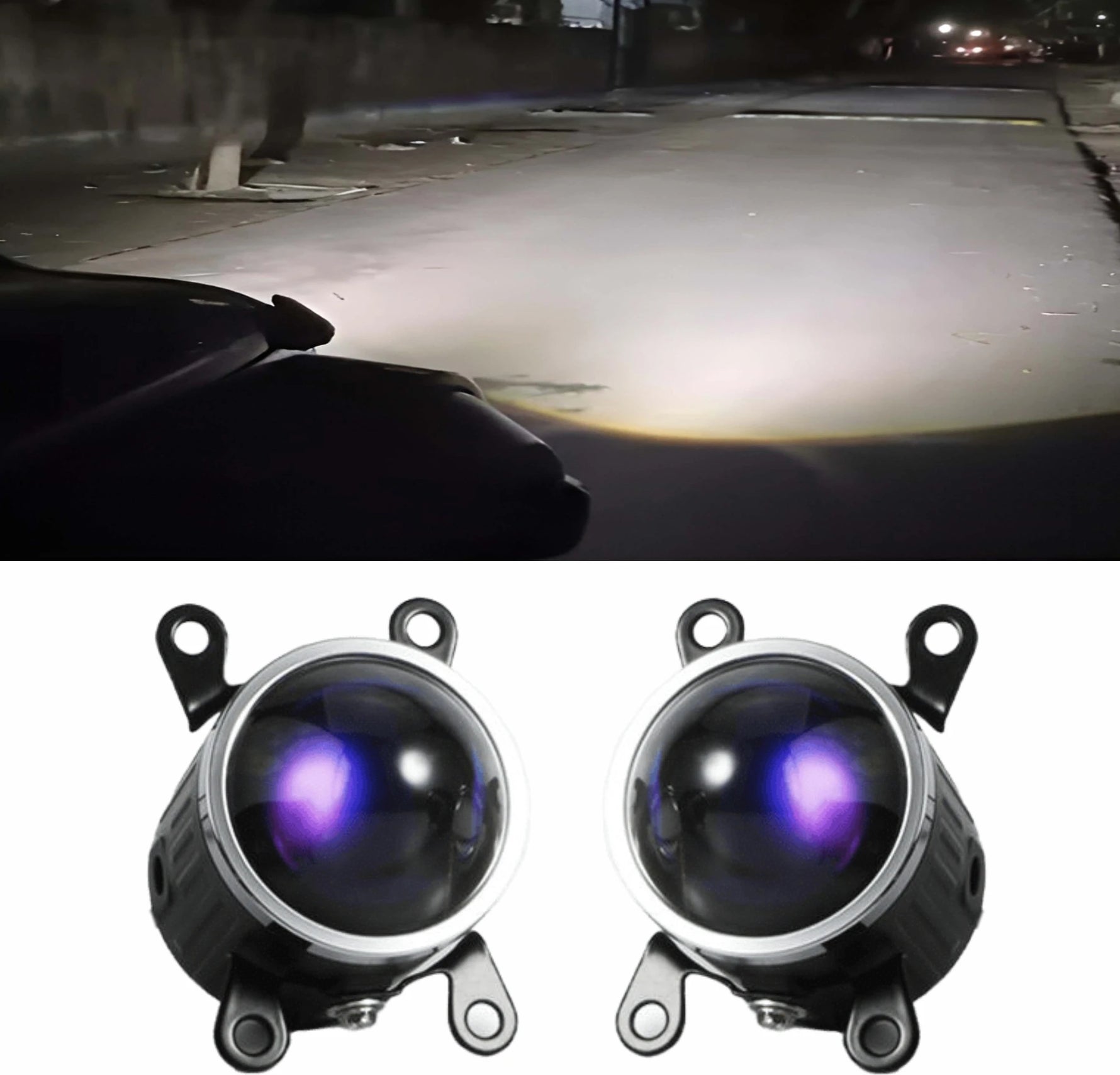 Audio Wheels 2 Inch 120W LED Projector Fog Lamp for Maruti Suzuki Grand Vitara 2024 | [ 15000LM, 6000K ] White Fog Light with Bracket |  HD Glass Lens, 9-16V