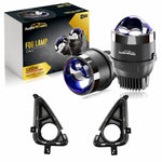 Audio Wheels 3 Inch LED Projector Fog Lamp with Cover 120W, Tri-Color (White/Warm/Yellow) | Dual Beam | with Blue Tint Film | 12V/24V Fog Light for Car & Vehicle Modification | For Hyundai I 20 (2020).