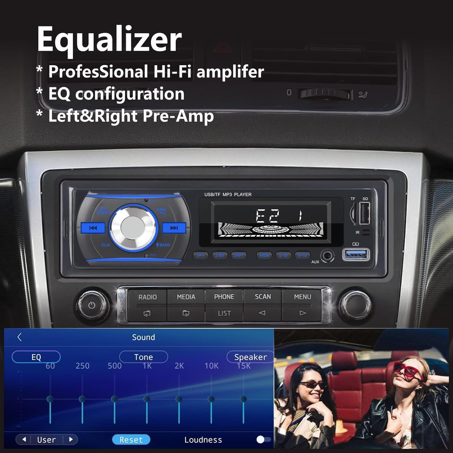 Audio Wheels Car Radio Bluetooth Single DIN Car Stereo Audio, MP3 Player Car Stereo 1 DIN with Bluetooth Handsfree/FM/Dual USB/TF/AUX/EQ/Quick Charge, with Wireless Remote Control (S-920)