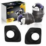 Audio Wheels 3 Inch LED Projector Fog Lamp with Cover - 120W, Tri-Color (White Warm Yellow)  with Blue Tint Film  12V/24V Fog Light for Car & Vehicle Modification  For Maruti Suzuki Ignis 2022.