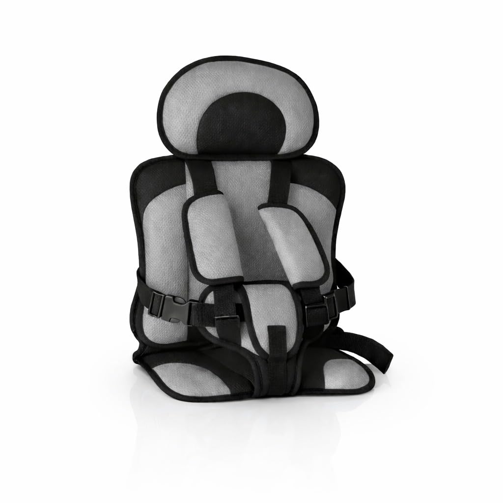 Audio Wheels Portable Foldable Baby Seat Cushion with Adjustable Shoulder & Back Straps, Universal Fit for Car, Bicycle, Stroller, Sofa & High Chair (Toddlers & Kids 6 Months-4 Years) (Gray)