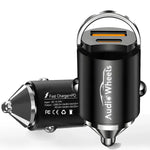 Audio Wheels 130W Dual Port QC-100W & PD-30W Mini Metal Car Mobile USB-C Fast Charger Socket Lighter LED Indicator,Fast Charging Adapter for All Smartphones, Tablets & More - Audio Wheels