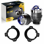 Audio Wheels 3 Inch LED Projector Fog Lamp with Cover - 120W, 6000K White | Single-Beam | with Blue Tint Film | 12V/24V Fog Light for Car & Vehicle Modification | For Thar 2020