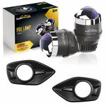 Audio Wheels 3 Inch LED Projector Fog Lamp with Cover - 120W, 6000K White (15000LM) with Blue Tint Film | 12V/24V Fog Light for Car & Vehicle Modification | For Maruti Suzuki Swift 2024