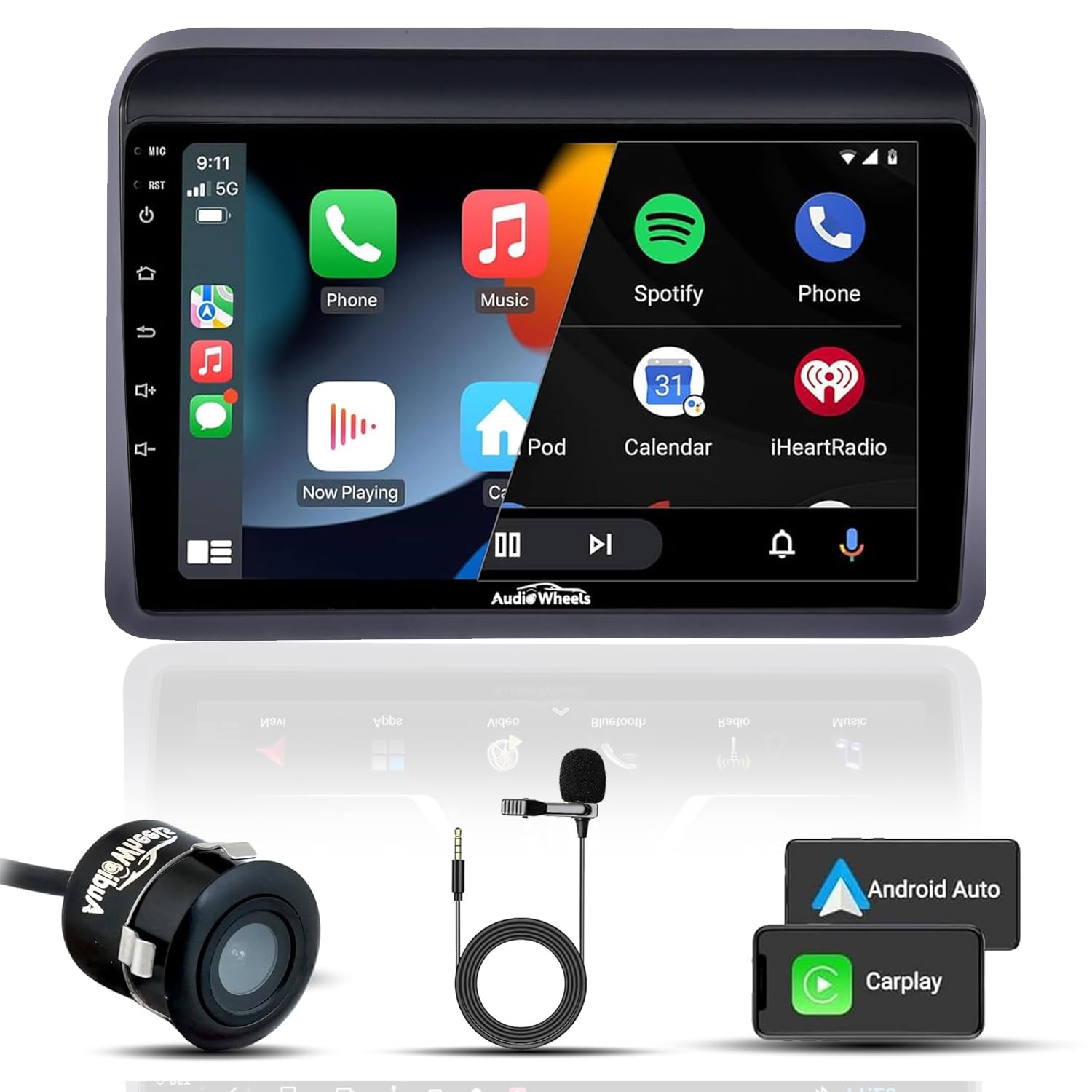 Audio Wheels Maruti Ertiga 2010+: 9-Inch 1280P IPS Android 2/32 Car Display with Gorilla Glass - Double Din Car Stereo, Android 13,+ AHD Camera & Dashboard Frame (Maruti Ertiga 2010+)