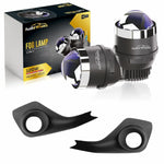 Audio Wheels 3" LED Projector Fog Lamp with Cover - 120W, 6000K White (15000LM) with Blue Tint Film | 12V/24V Fog Light for Car & Vehicle Modification | For Maruti Suzuki Swift 2018 - Audio Wheels