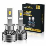 Audio Wheels H1-75W LED Headlight Bulbs – 75,00LM, 6000K Cool White, IP68 Waterproof, 1-Year Warranty, Super Bright Automotive Headlights (Pack of 2)