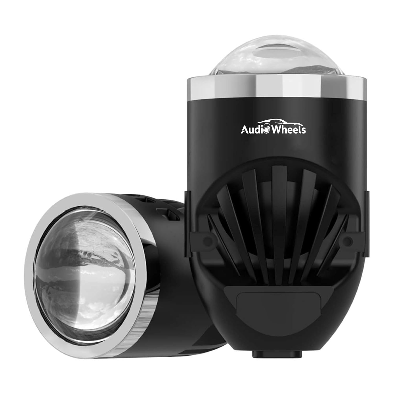 Audio Wheels 2 Inch Universal LED Projector Fog Lamp - 120W | White-6000K | 15,000LM Projector Light with Blue Lens | 12V/24V Car Driving Lamp for Vehicle Modification