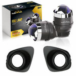 Audio Wheels 3 Inch LED Projector Fog Lamp with Cover - 120W, Tri-Color (White/Warm/Yellow) | with Blue Tint Film | 12V/24V Fog Light for Car & Vehicle Modification | For Maruti Suzuki WagonR 2020.