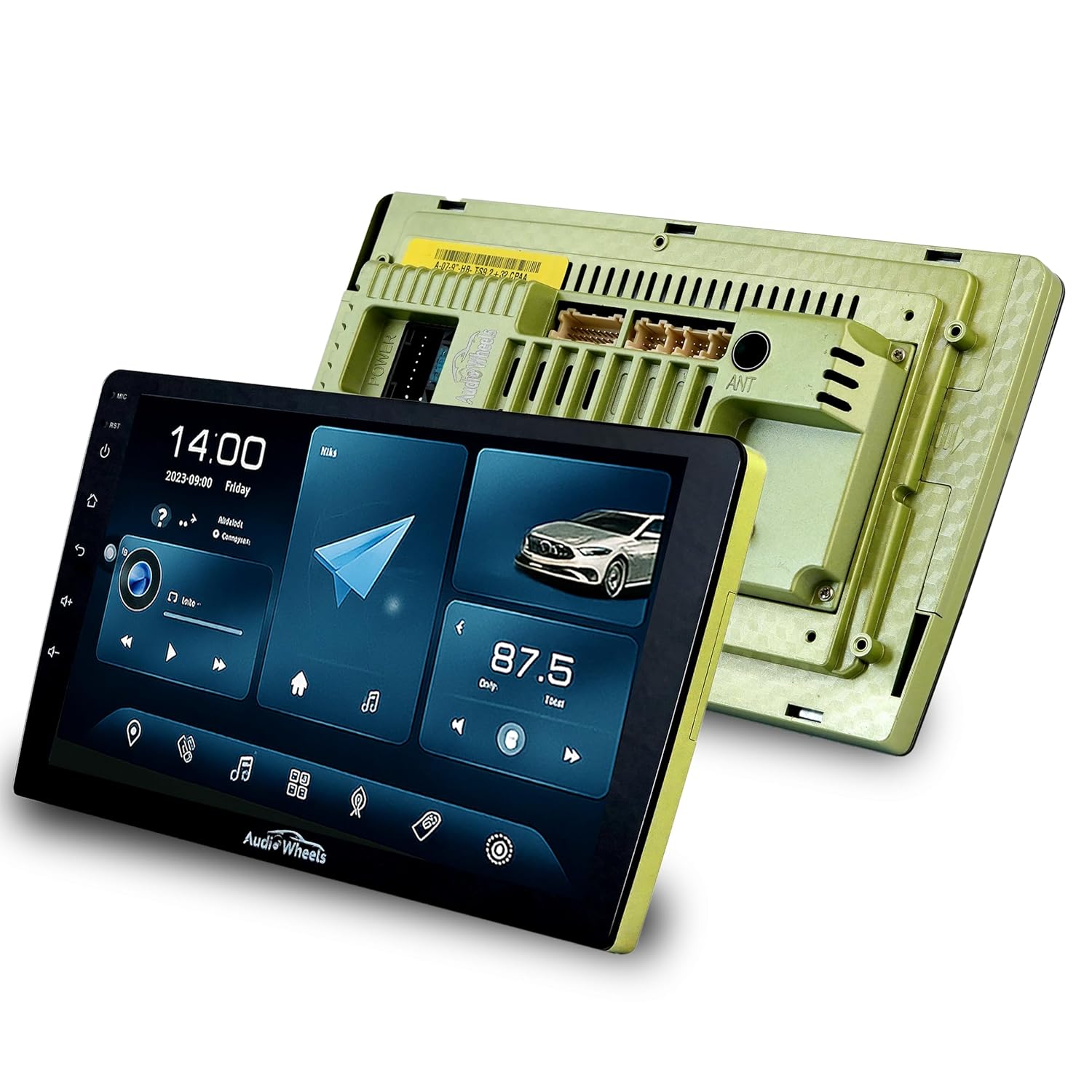 Audio Wheels Wireless CarPlay & Multimedia Auto 10-Inch 1280P Car Android Display with Gorilla Glass | Android 13 | TS-9 Processor | 2GB RAM & 32GB ROM for Seamless Connectivity (10 Inch)