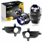 Audio Wheels 3 Inch LED Projector Fog Lamp with Cover - 120W, 6000K White | Dual-Beam | 12V/24V Fog Light for Car & Vehicle Modification | Compatible with Mahindra Bolero Neo & Scorpio