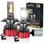 Audio Wheels H4-110W Car Led Headlight Bulbs, 16,000 Lumens Super Bright LED Headlight Conversion Kit for Cars 6000K Cool White Quick Installation Halogen Replacement, Pack of 2