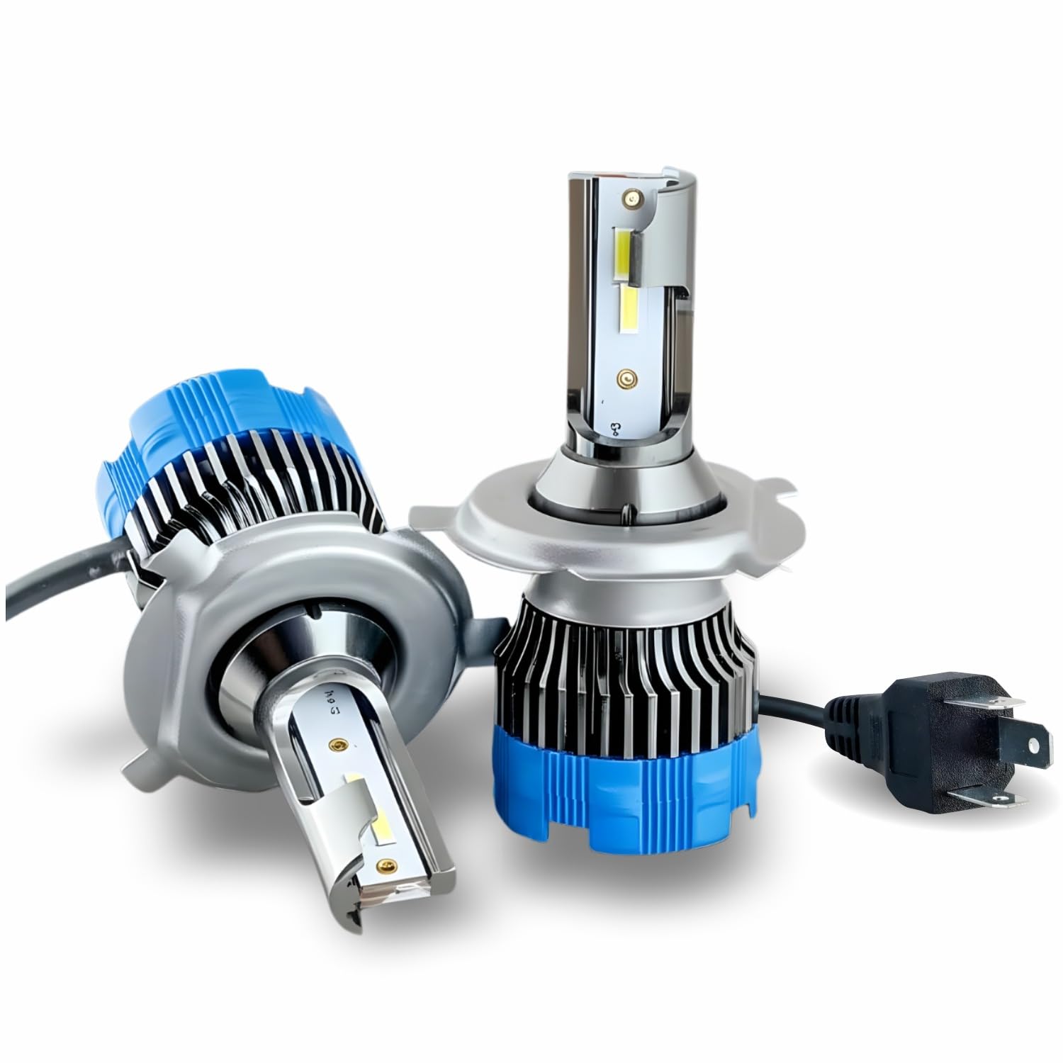 Audio Wheels H4/H19 60W LED Headlight Bulb for Car | 6000K Cool White Projector - Compatible Upgrade | Night Eye Style Plug & Play LED Bulb