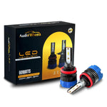 Audio Wheels H4/H19 60W LED Headlight Bulb for Car | 6000K Cool White Projector - Compatible Upgrade | Night Eye Style Plug & Play LED Bulb