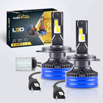 Audio Wheels H4/H19-250W LED Headlight Bulbs – 30,000 Lumens Ultra-Bright, 6000K Cool White – IP68 Waterproof, Plug & Play Conversion Kit – 50,000+ Hrs, 2-Year Warranty