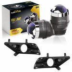 Audio Wheels 3 Inch LED Projector Fog Lamp with Cover - 120W, Tri-Color (White/Warm/Yellow) | with Blue Tint Film | 12V/24V Fog Light for Car & Vehicle Modification | For Hyundai Creta 2020.