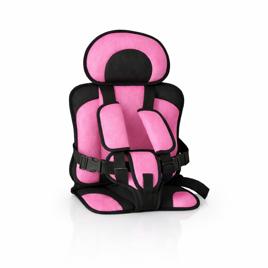 Audio Wheels Portable and Foldable Baby Seat Cushion with Adjustable Shoulder & Back Straps, Universal Fit for Car, Bicycle, Stroller, Sofa & High Chair (Toddlers & Kids 6 Months-4 Years) (Pink)