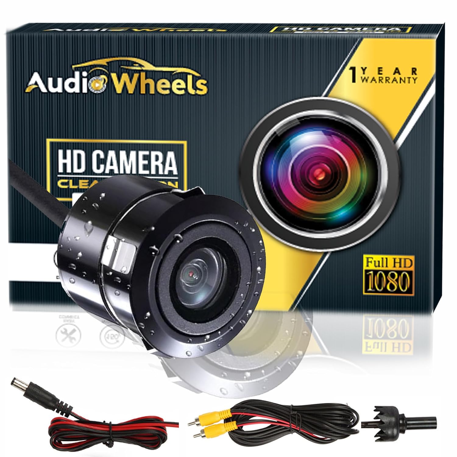 Audio Wheels AHD Reverse Parking Camera Kit - Universal Waterproof Rear View Camera with Wide-Angle Lens for Android Car Monitors