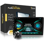 Audio Wheels Double Din Car Stereo 9 Inch 1G+32G Android 12 Multimedia BT Player Touchscreen with Mirror Link Split Screen GPS Navigation WiFi USB SWC Dome Rear Camera+GPS Antenna+Microphone (9 INCH)