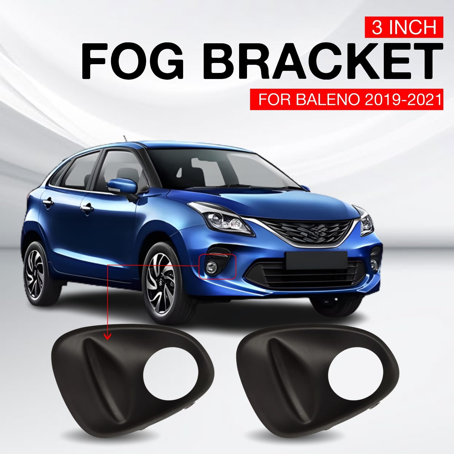 Audio Wheels 3 Inch Fog Lamp Mounting Cover/Bracket Kit - Car & Vehicle Fog Brackets | Direct Replacement Set | Compatible with Maruti Suzuki Baleno 2019-2021