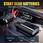 Audio Wheels Car Jump Starter with Air Compressor | 2500mAh Battery Pack Jump Starter 3500A |  Peak for Up to 9.0L Gas and 8.0L Diesel Engine | 12V Battery Booster Jump Box with LED Display/Flashlight/Jumper Cable/USB