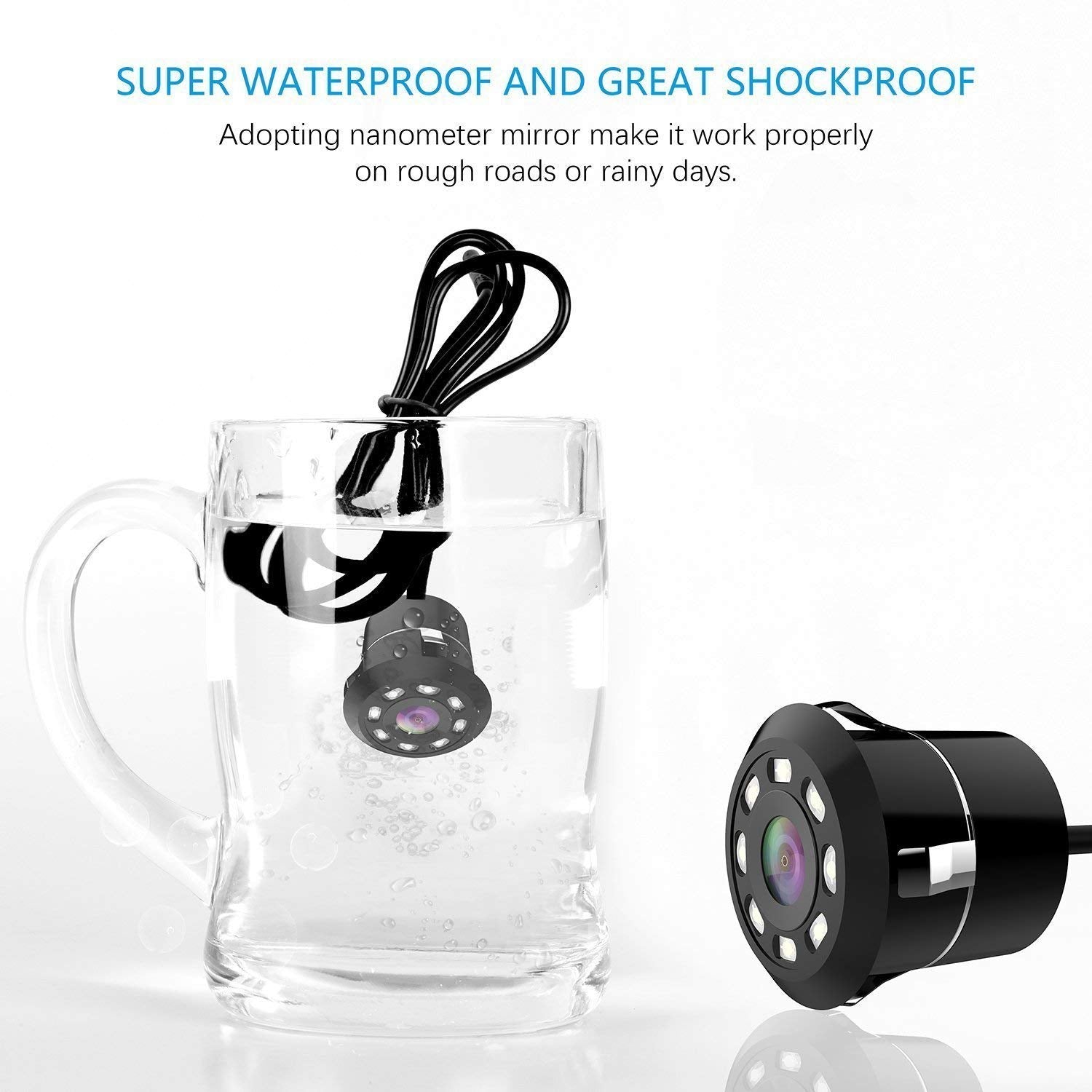 Audio Wheels Wide-Angle Night Vision Waterproof LED Bumper Reverse Parking Camera (8-LED) for Car  Car Back Camera