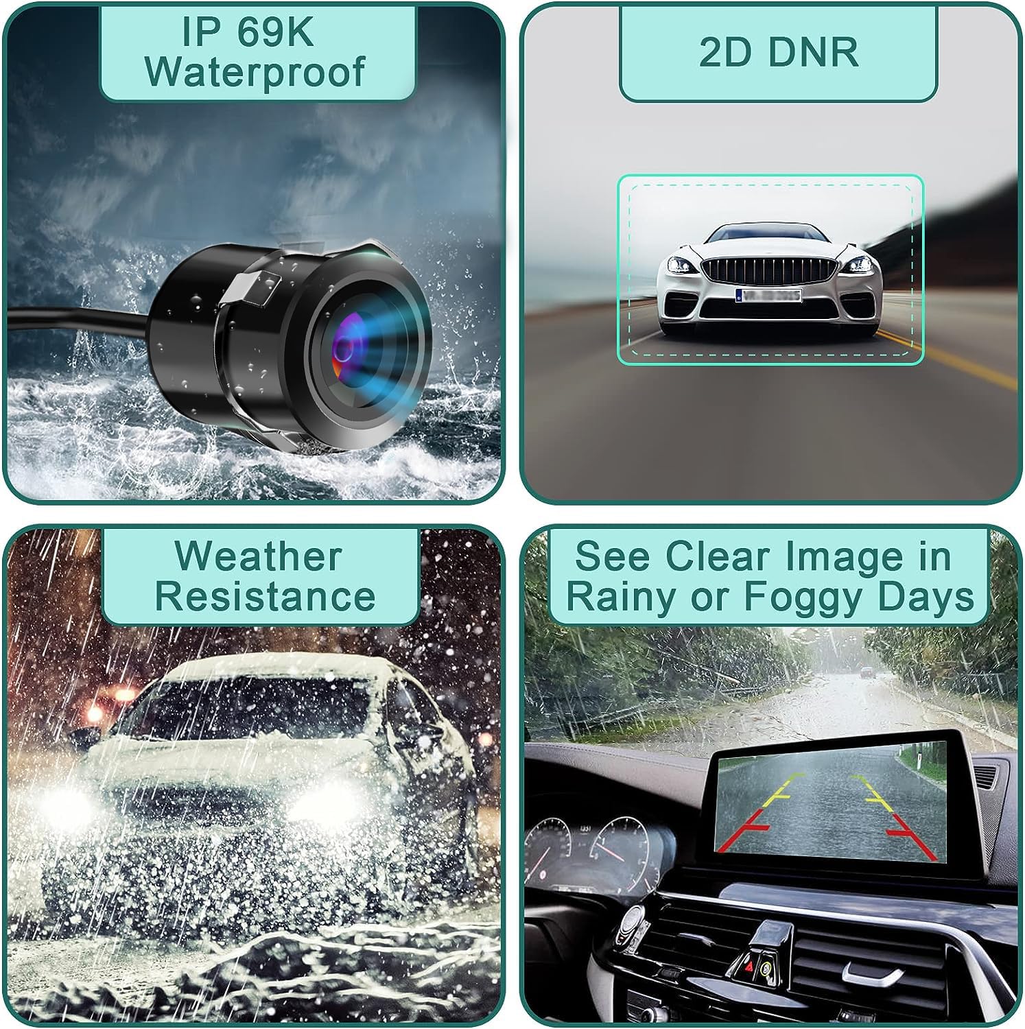 Audio Wheels AHD Reverse Parking Camera Kit - Universal Waterproof Rear View Camera with Wide-Angle Lens for Android Car Monitors