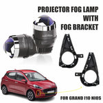 Audio Wheels 3 Inch LED Projector Fog Lamp with Cover - 120W, Tri-Color (White/Warm/Yellow) | with Blue Tint Film | 12V/24V Fog Light for Car & Vehicle Modification | For Hyundai Grand i10 Nios.