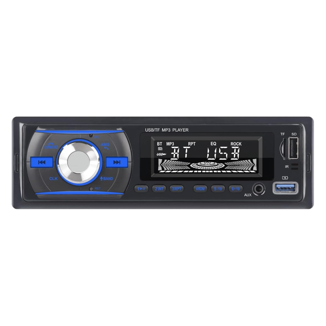 Audio Wheels Car Radio Bluetooth Single DIN Car Stereo Audio, MP3 Player Car Stereo 1 DIN with Bluetooth Handsfree/FM/Dual USB/TF/AUX/EQ/Quick Charge, with Wireless Remote Control (S-920)