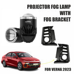Audio Wheels 2" LED Projector Fog Lamp with Cover - 120W, 6000K White (15000LM) with Blue Tint Film | 12V/24V Fog Light for Car & Vehicle Modification | For Huyndai Verna 2023 - Audio Wheels