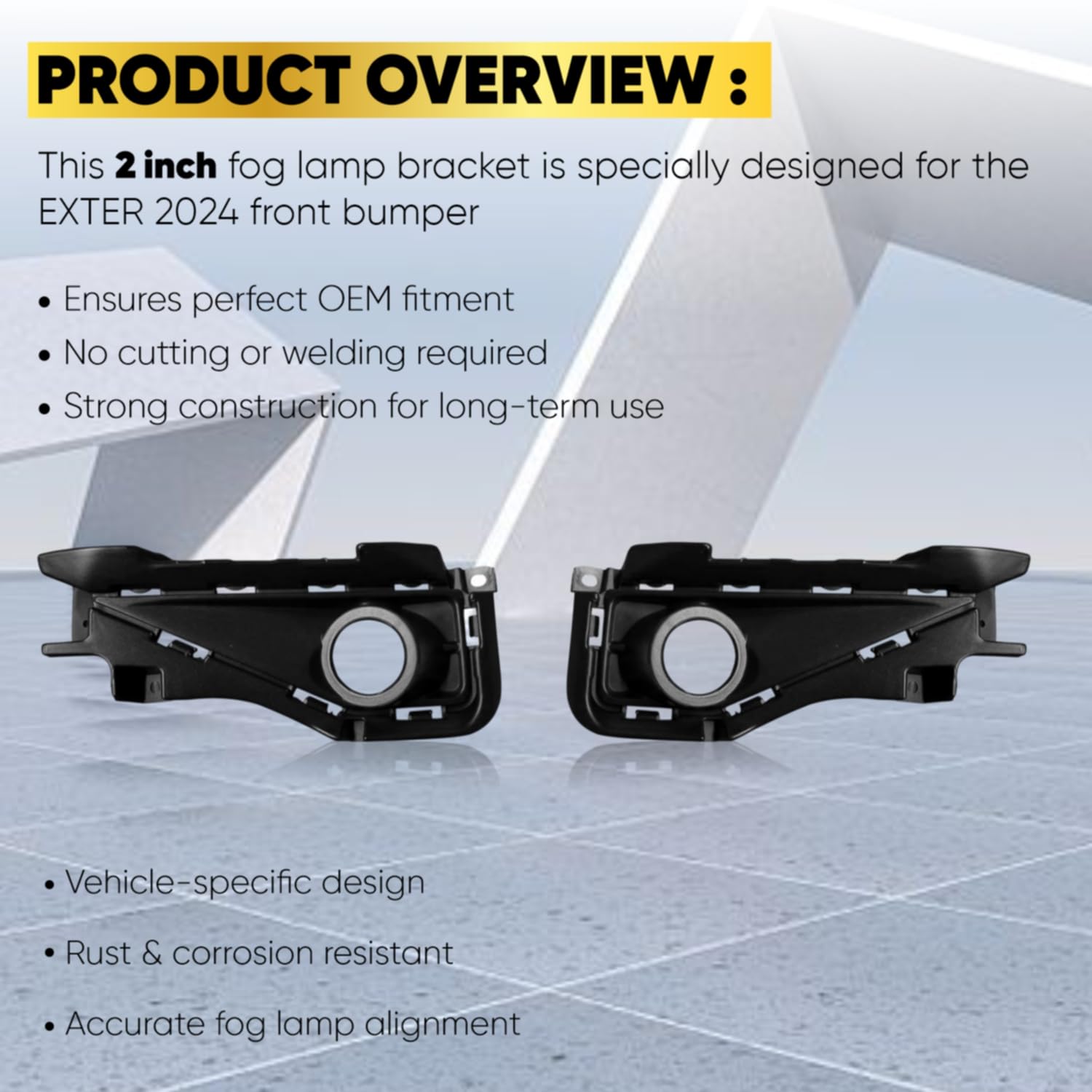 Audio Wheels 2 Inch Fog Lamp Mounting Cover/Bracket Kit - Car & Vehicle Fog Brackets | Direct Replacement Set | Compatible with Hyundai Exter 2024.