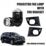 Audio Wheels 1.8 Inch LED Projector Fog Lamp with Cover - 120W, 6000K White (15000LM) with Blue Tint Film | 12V/24V Fog Light for Car & Vehicle Modification | For Toyota Innova Hycross