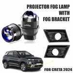 Audio Wheels 3" LED Projector Fog Lamp with Cover - 120W, 6000K White | Dual-Beam | with Blue Tint Film | 12V/24V Fog Light for Car & Vehicle Modification | For Hyundai Creta 2024 - Audio Wheels