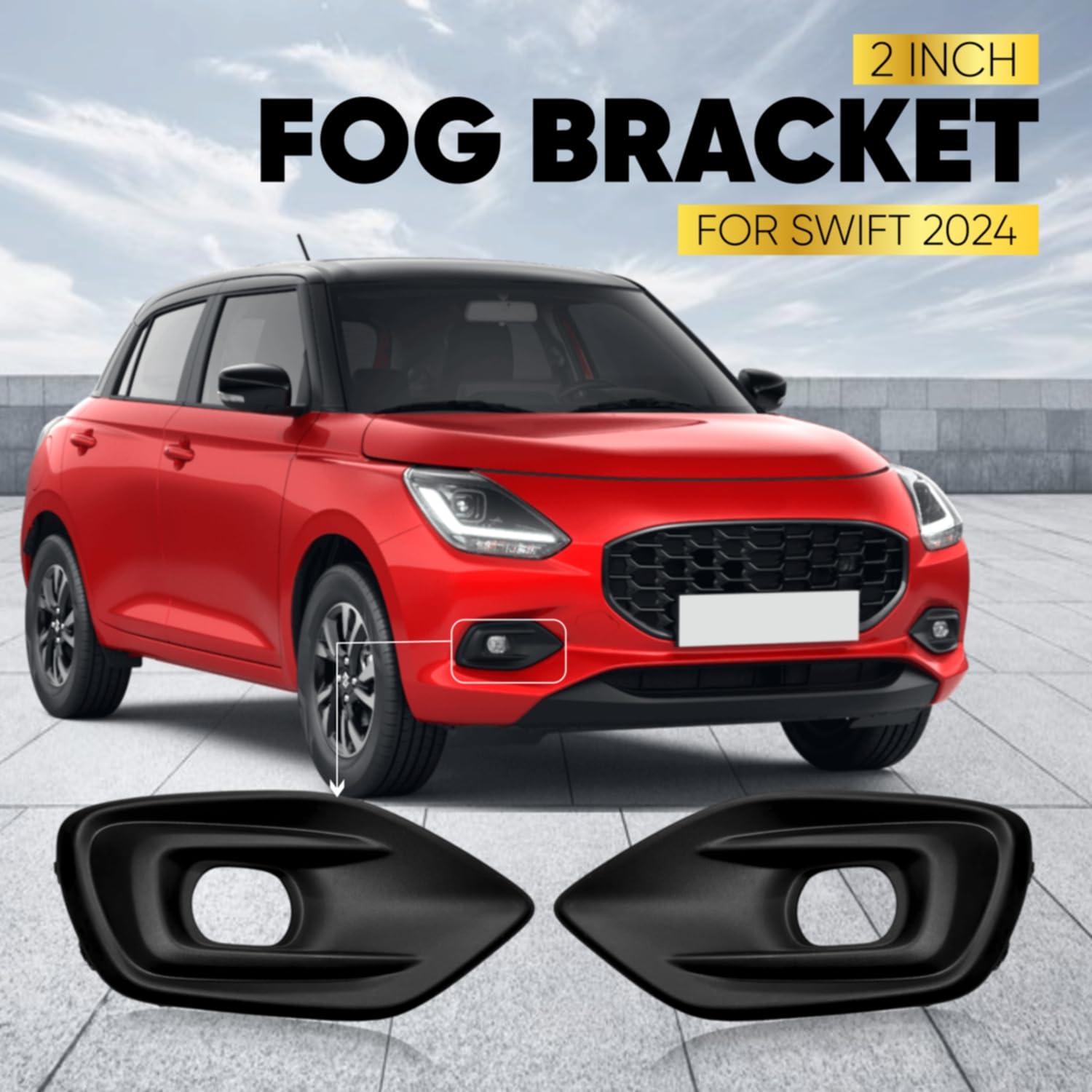 Audio Wheels 2 Inch Fog Lamp Mounting Cover/Bracket Kit - Car & Vehicle Fog Brackets | Direct Replacement Set | Compatible with Maruti Suzuki SWIFT 2024 (2 INCH)