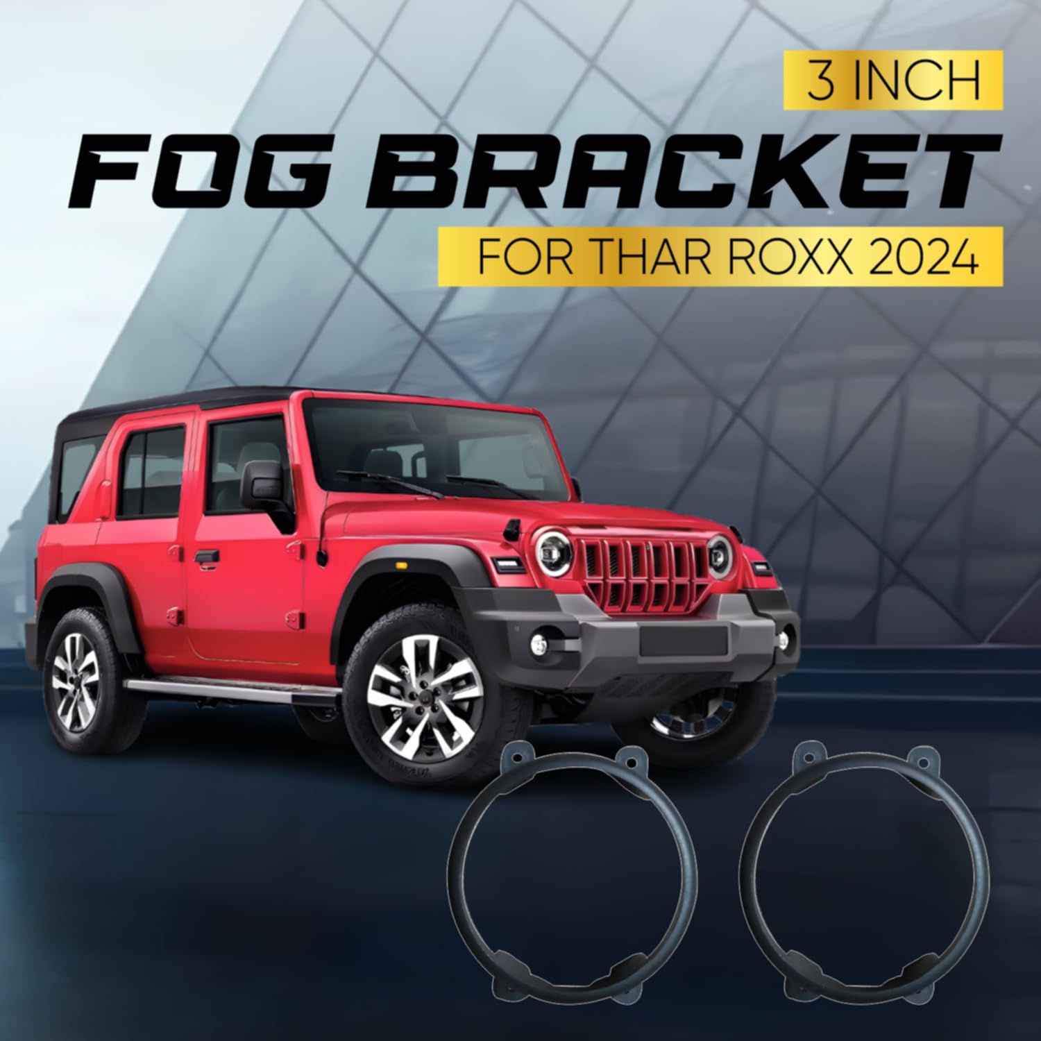 Audio Wheels 3 Fog Lamp Mounting CoverBracket Kit - Car & Vehicle Fog Brackets  Direct Replacement Set  Compatible with Mahindra THAR ROXX