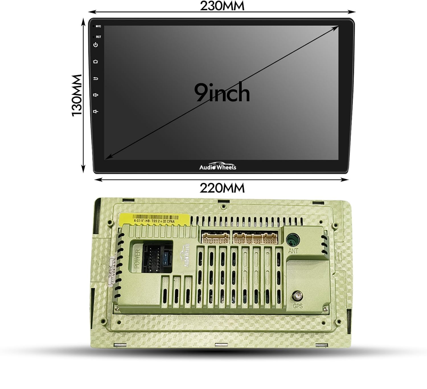 Audio Wheels 9 Inch Android 13 Car Stereo for Maruti Swift 2011–17 | 2GB+32GB | 1280P IPS Display | Gorilla Glass | AHD Reverse Camera | with Dashboard Frame