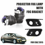 Audio Wheels 3 Inch LED Projector Fog Lamp with Cover - 120W, Tri-Color (WhiteWarmYellow)  with Blue Tint Film  12V24V Fog Light for Car & Vehicle Modification  For Maruti Suzuki Ciaz 2015