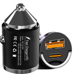 Audio Wheels 130W Dual Port QC-100W & PD-30W Mini Metal Car Mobile USB-C Fast Charger Socket Lighter LED Indicator,Fast Charging Adapter for All Smartphones, Tablets & More - Audio Wheels