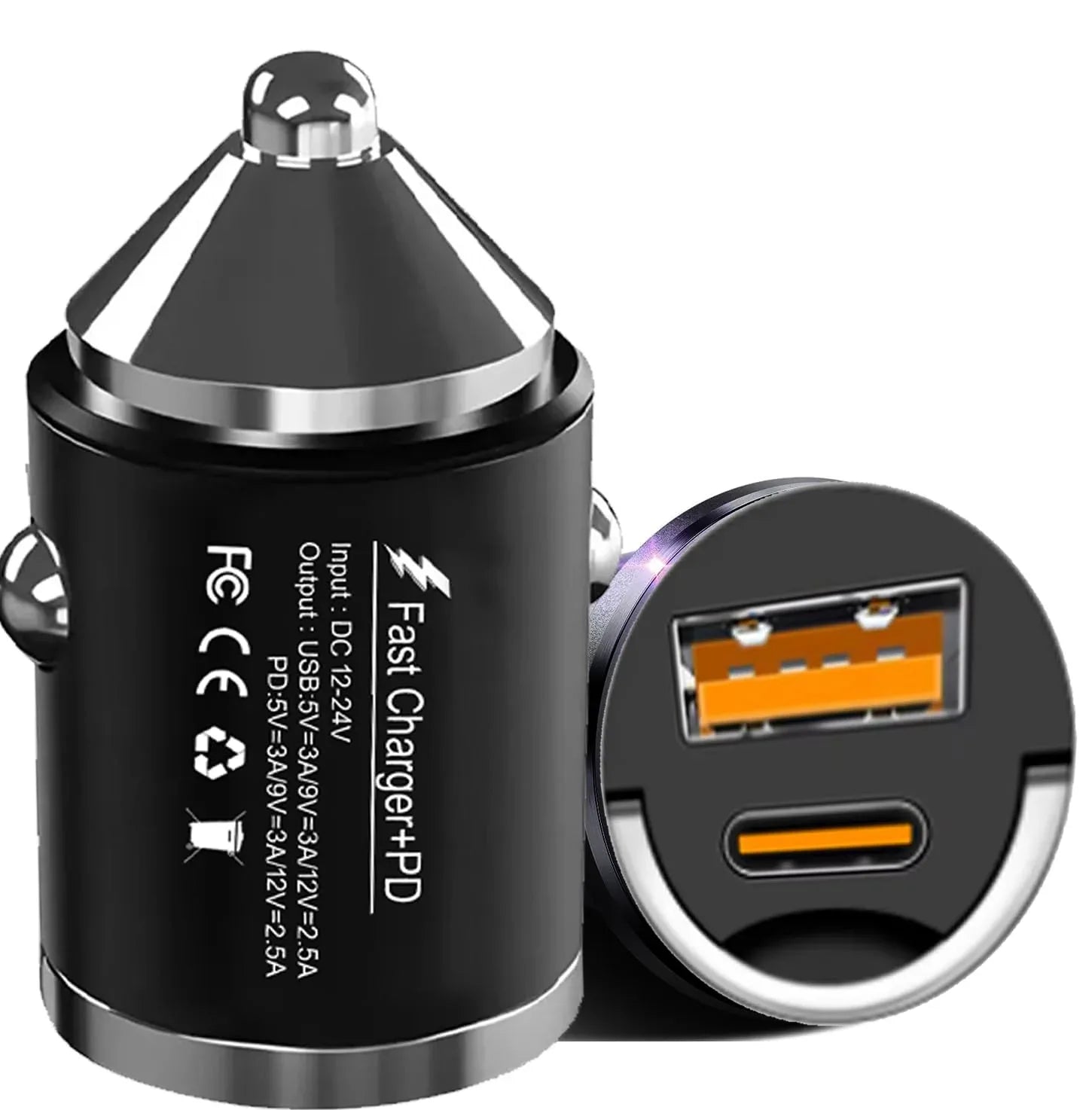 Audio Wheels 130W Dual Port QC-100W & PD-30W Mini Metal Car Mobile USB-C Fast Charger Socket Lighter LED Indicator,Fast Charging Adapter for All Smartphones, Tablets & More - Audio Wheels
