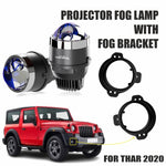Audio Wheels 3 Inch LED Projector Fog Lamp with Cover - 120W, 6000K White | Single-Beam | with Blue Tint Film | 12V/24V Fog Light for Car & Vehicle Modification | For Thar 2020