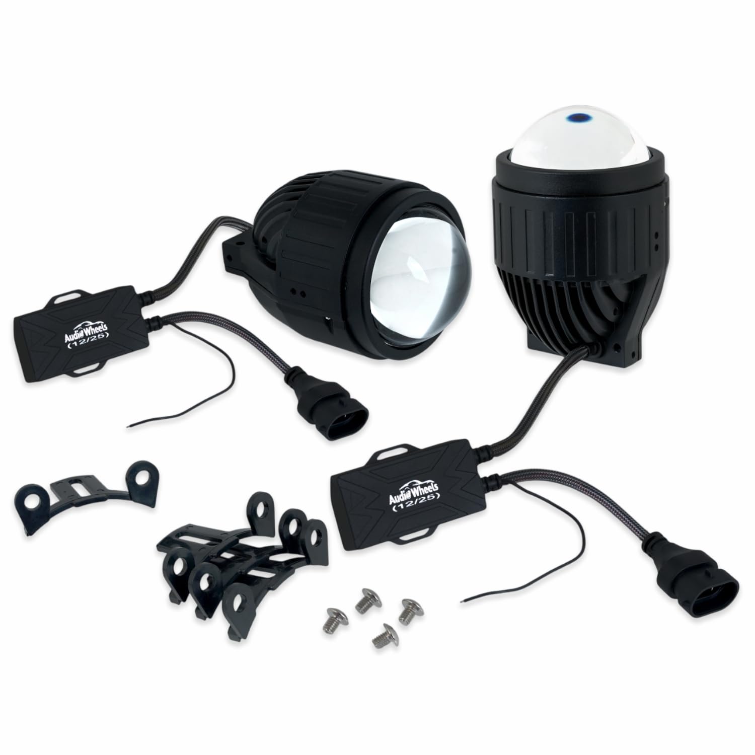 Audio Wheels 3 Inch LED Projector Fog Lamp for Car | 120W High Power | 6000K White (15,000 Lumens) | Universal Fit | Waterproof | 12V/24V Vehicle Modification Fog Light