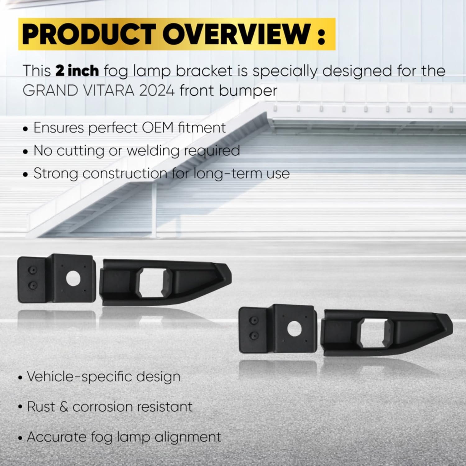 Audio Wheels SQ 2 Inch Fog Lamp Mounting Cover / Bracket Kit - Car & Vehicle Fog Brackets | Direct Replacement Set | Compatible with Maruti Suzuki Grand Vitara 2024