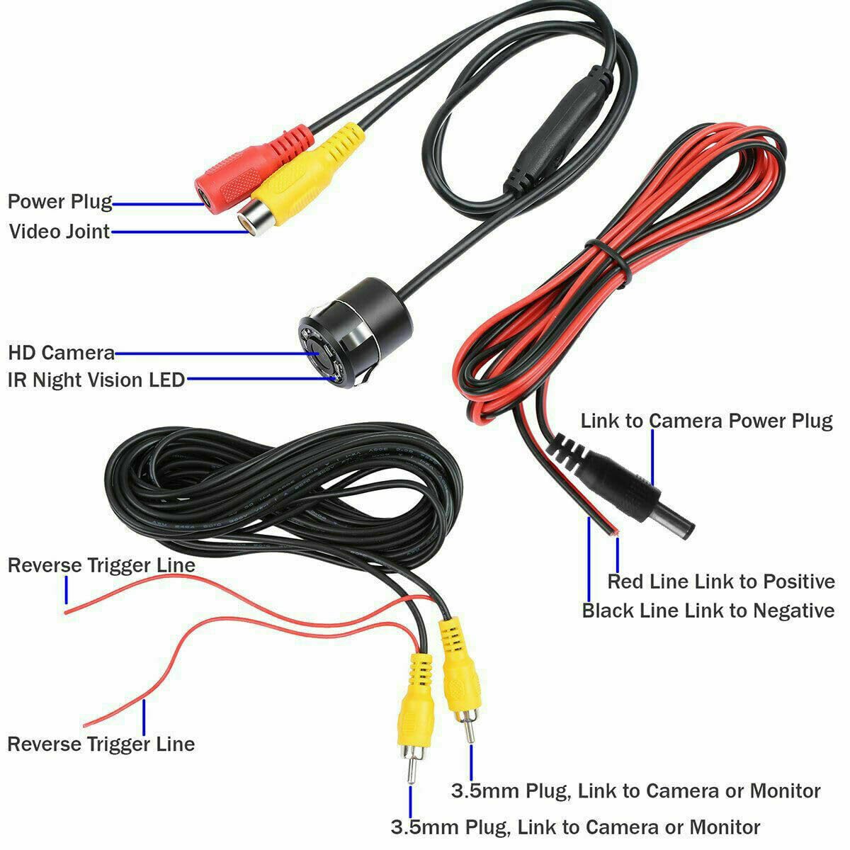 Audio Wheels Wide-Angle Night Vision Waterproof LED Bumper Reverse Parking Camera (8-LED) for Car  Car Back Camera