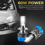 Audio Wheels H7 60W Car Led Headlight Bulbs,16,000 Lumens Super Bright LED Headlight Conversion Kit for Cars 6000K Cool White Quick Installation Halogen Replacement, (H7-60W)
