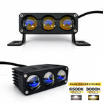 Audio Wheels 3 Eye Multifunctional Dual Beam External Lamp, Auxiliary Light, 120W Power Supply, White & Yellow Light, 20,000 Lumens, Heavy-Duty Aluminum, IP67 Waterproof, Universal Fit