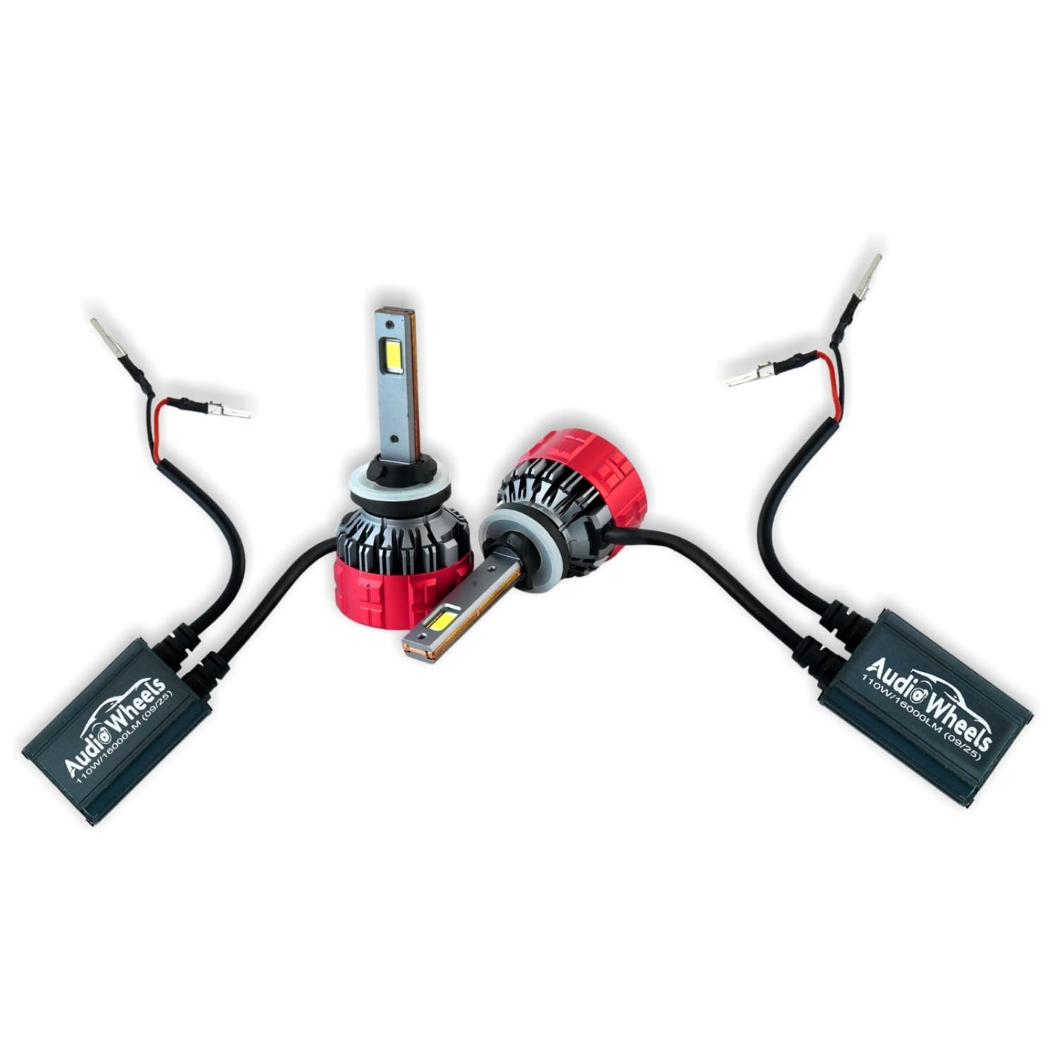 Audio Wheels H27-110W Car LED Headlight Bulbs, 16,000 Lumens Super Bright LED Headlight Conversion Kit for Cars 6000K Cool White Quick Installation Halogen Replacement