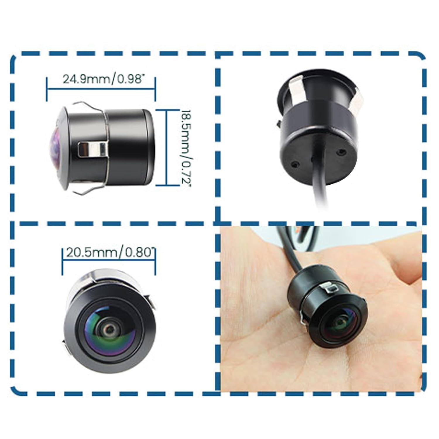 Audio Wheels Fisheye Lens AHD 1080P Car Reverse Camera|Backup Camera - 170° Wide Angle, Night Vision, Water-Resistant - Compatible with Car Android Monitors and AHD/CVBS Switcher Camera